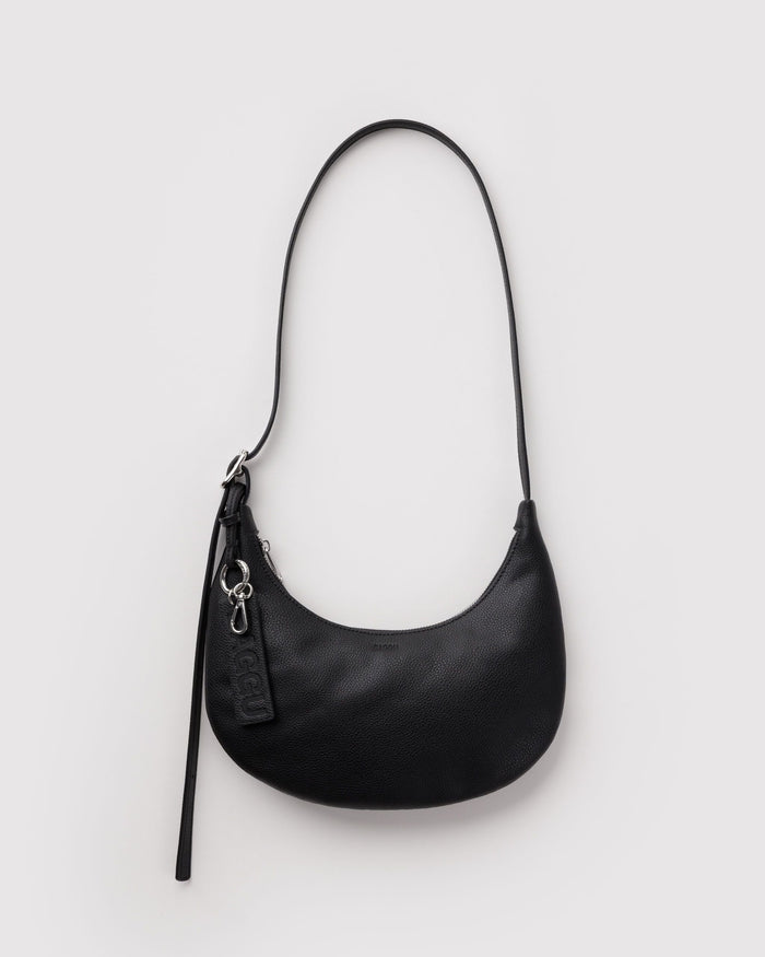 Small Recycled Leather Flat Crescent Q0 - Black / OS