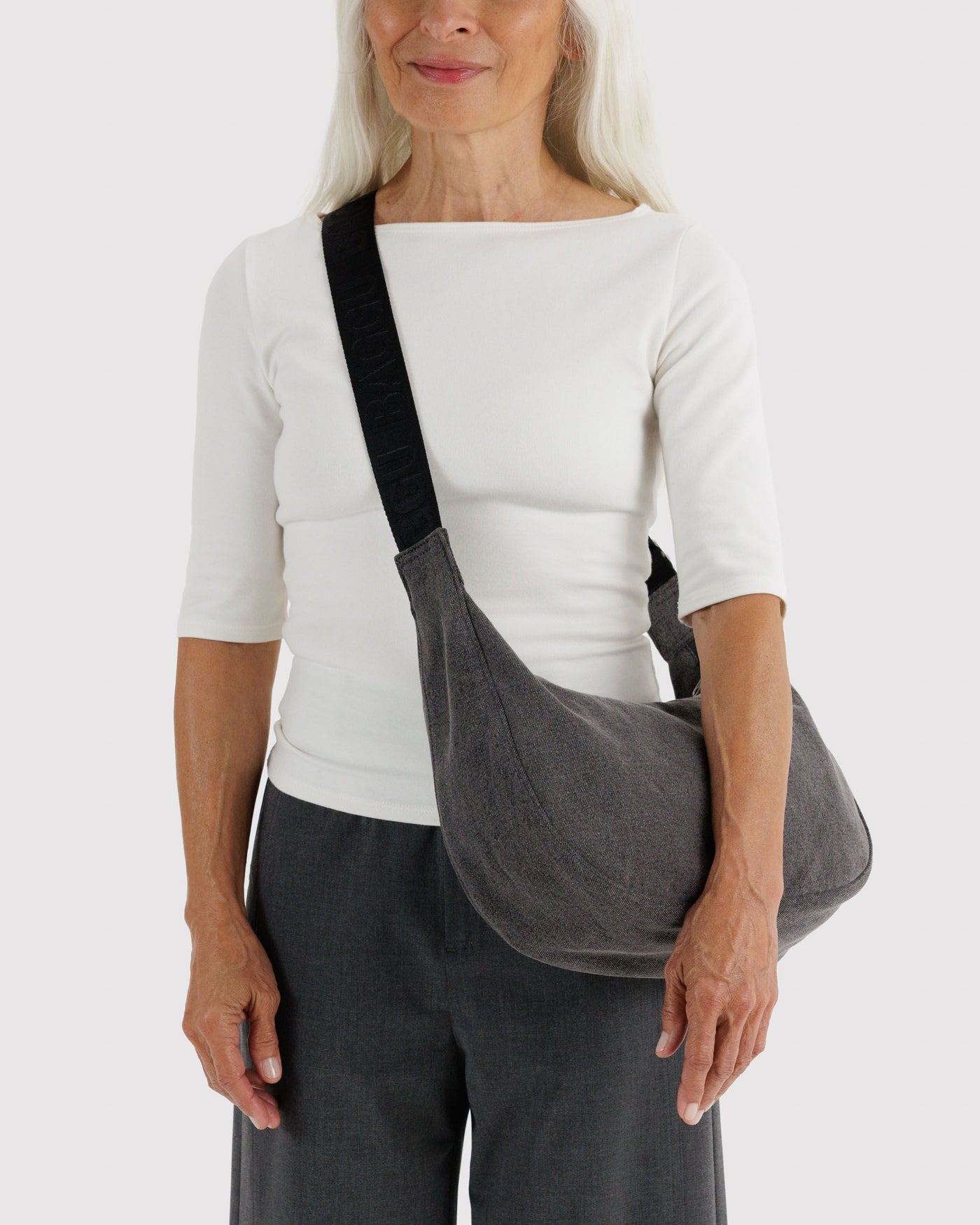 Medium Denim Crescent Bag R1