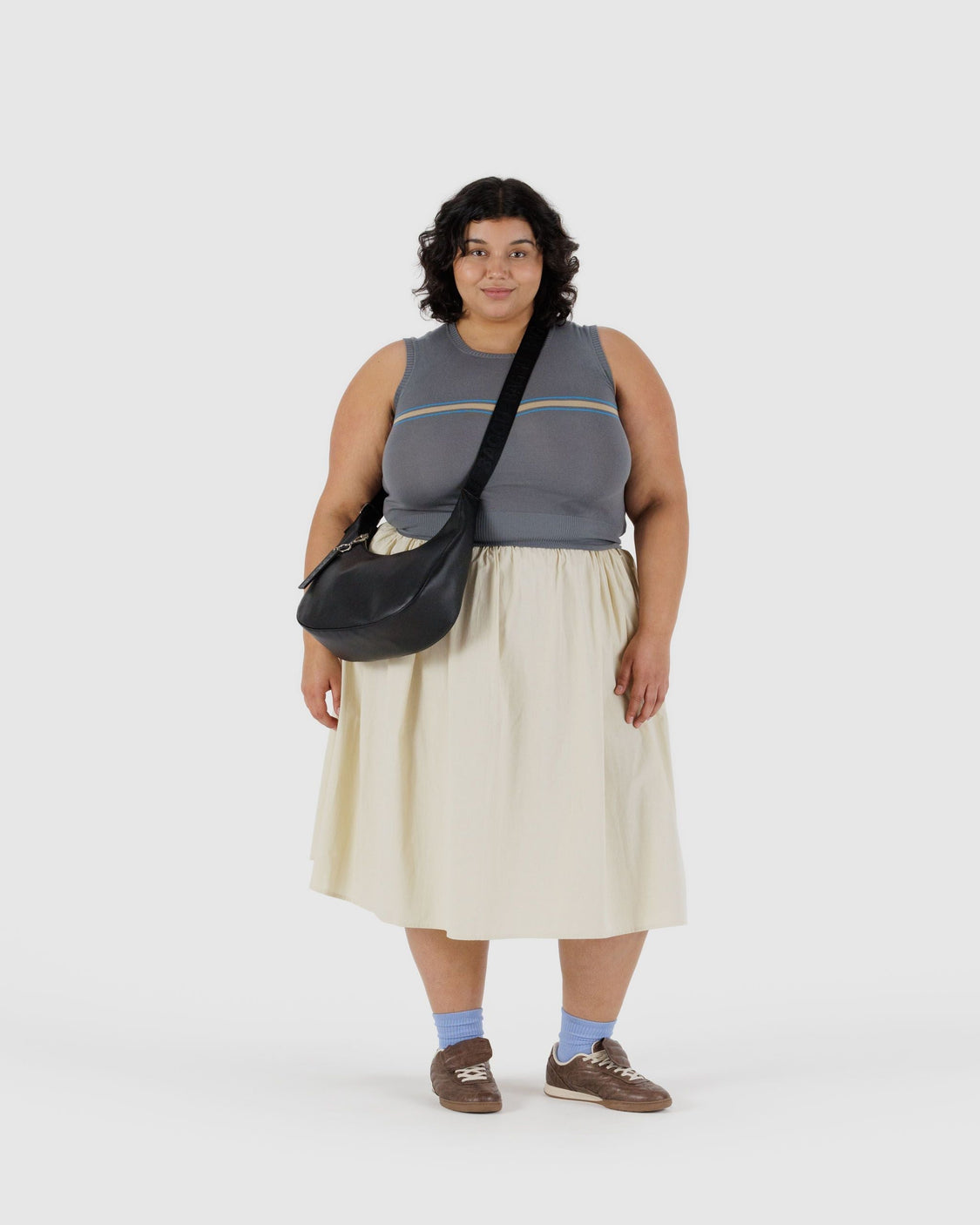 Medium Recycled Leather Crescent Bag B8