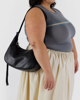 Medium Recycled Leather Crescent Bag B8