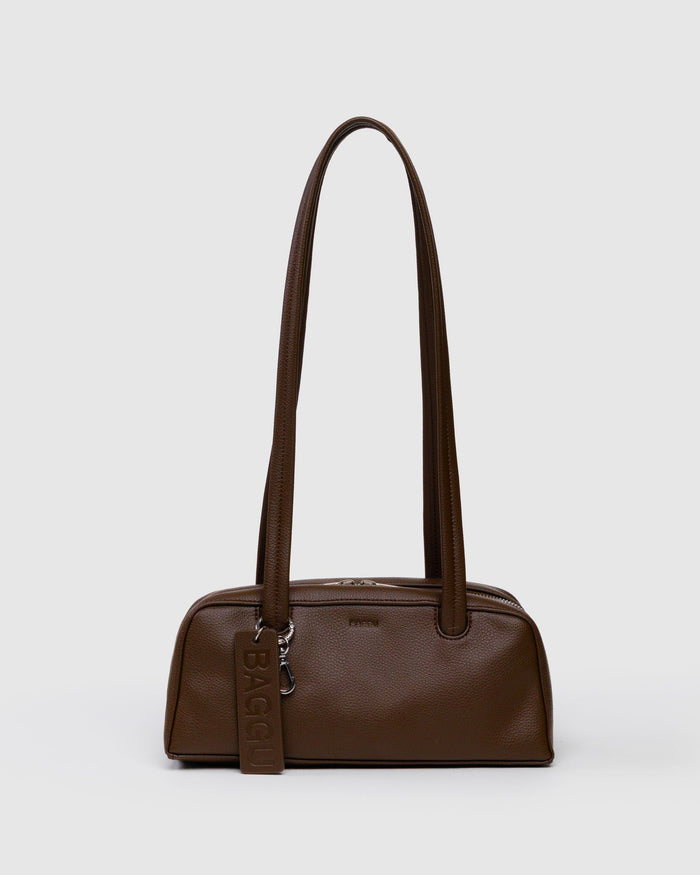 Small Recycled Leather Bowler Bag E8 - Brown / B