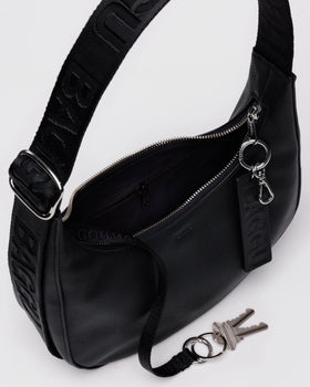 Small Recycled Leather Crescent Bag Q5